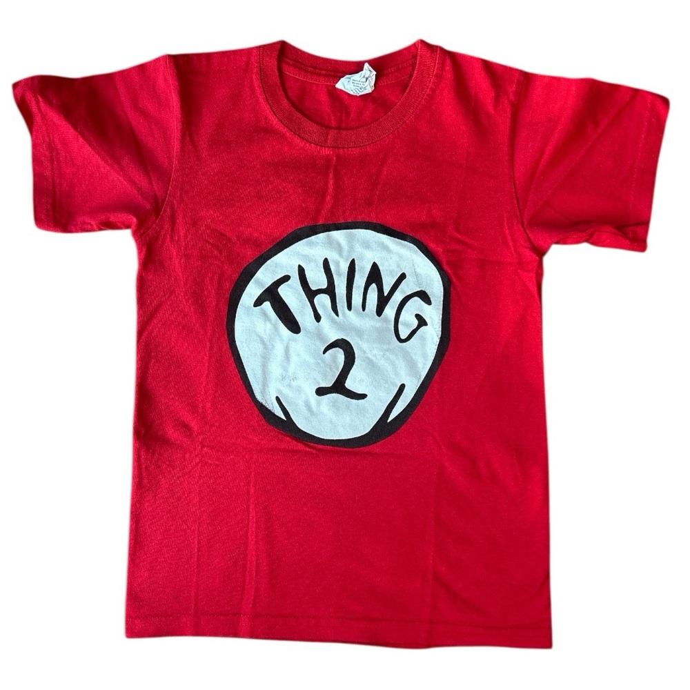 Kids Dr. Seuss Thing 2 Red Crew Neck Short Sleeve T-Shirt 100% Cotton. Size L
